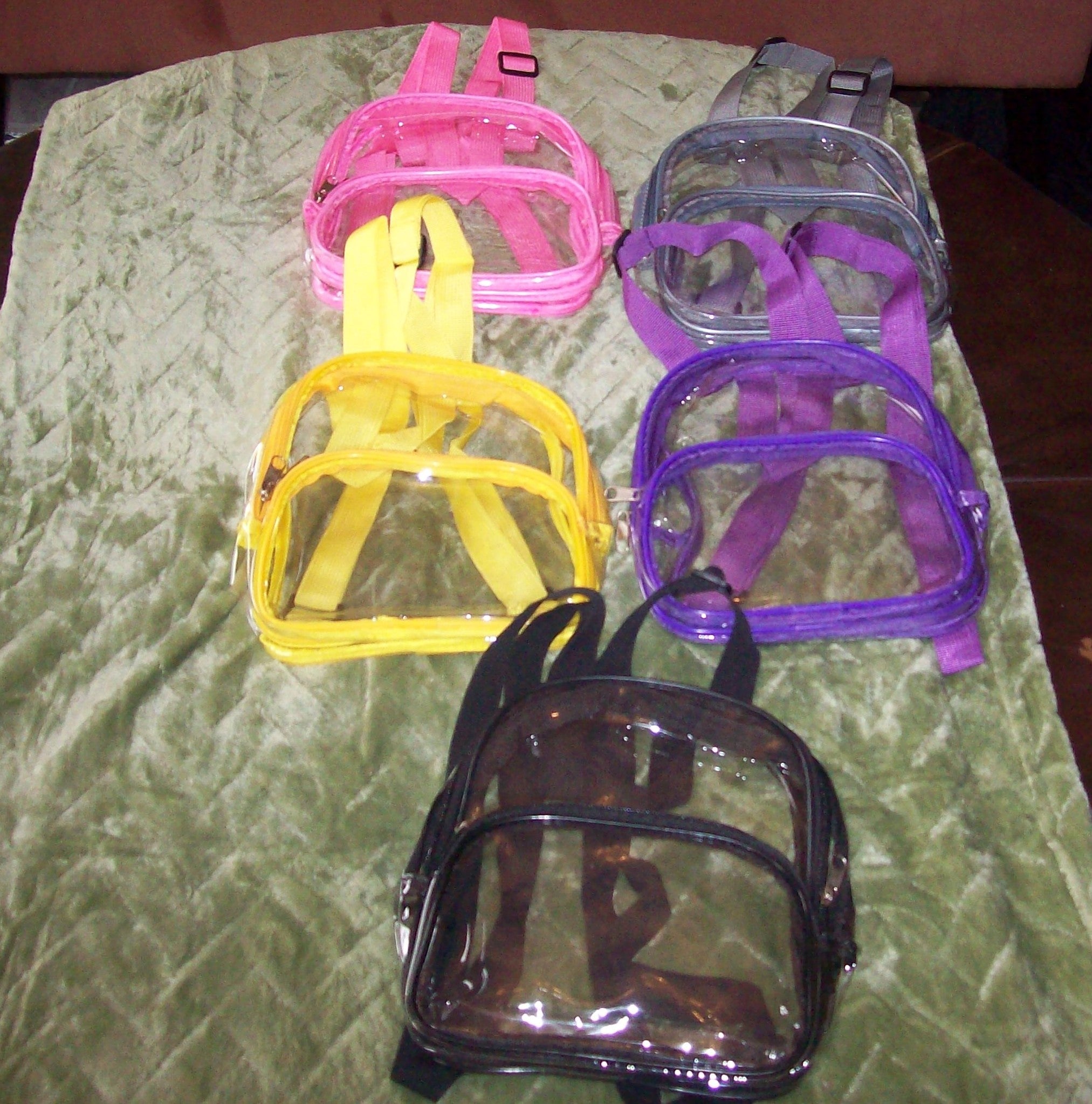 BC---clear stadium approved bookbag  (yellow, purple, black, pink)