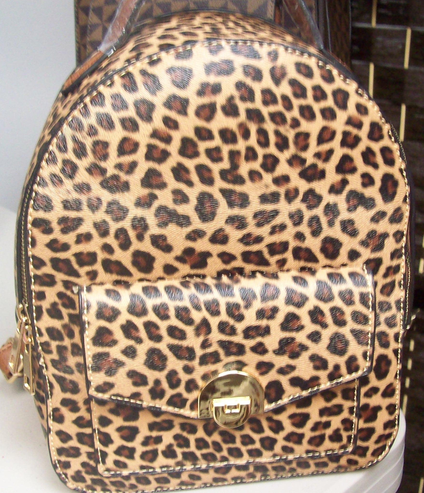 BC-small leopard back pack bag